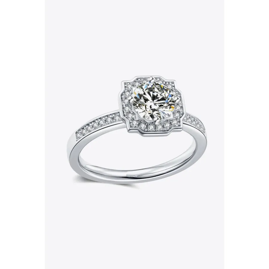 1 Carat Moissanite Platinum-Plated Ring