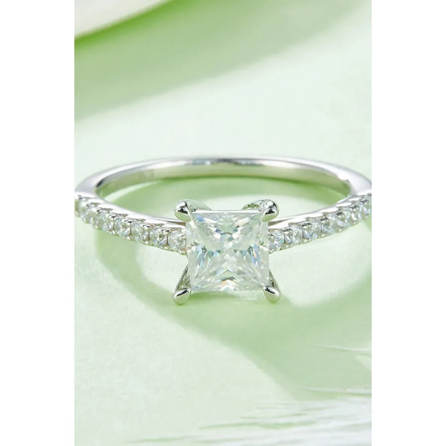 1.21 Carat Moissanite 925 Sterling Silver Side Stone Ring