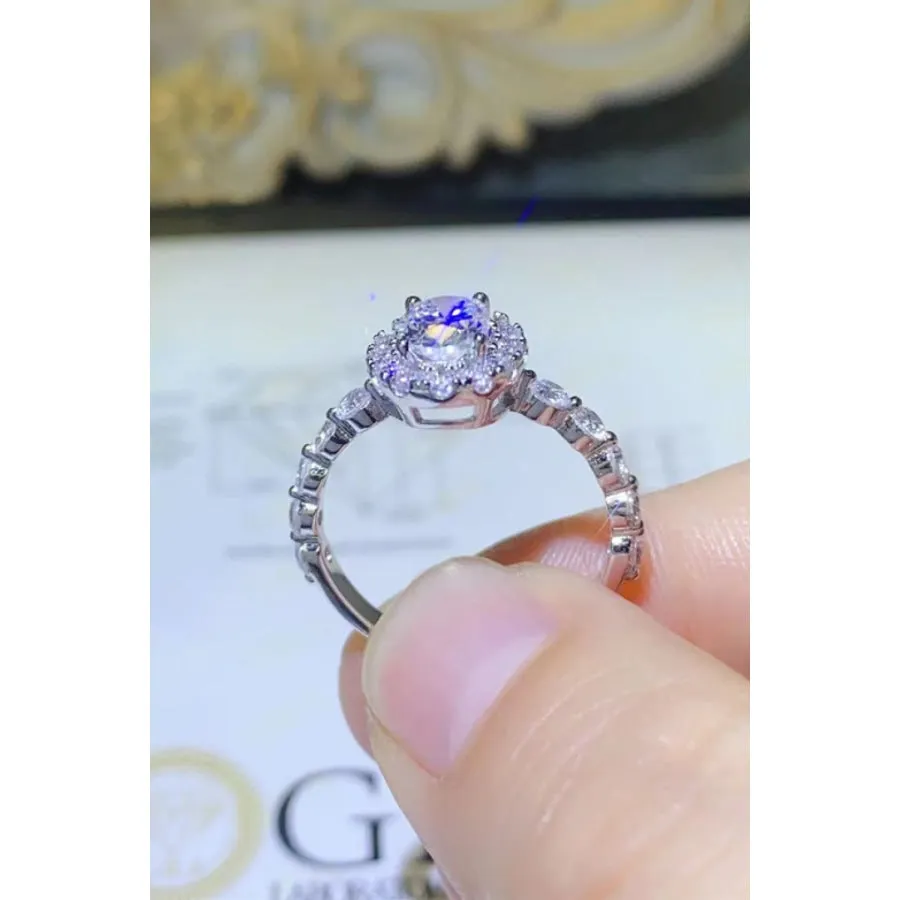 2 Carat Moissanite 925 Sterling Silver Halo Ring