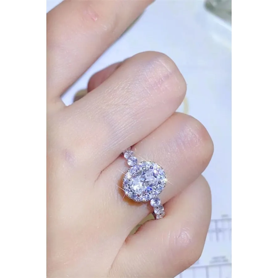 2 Carat Moissanite 925 Sterling Silver Halo Ring