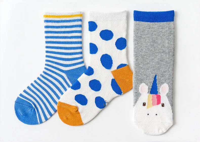 3 Pack Kids' Socks | Cotton | Blue Unicorn