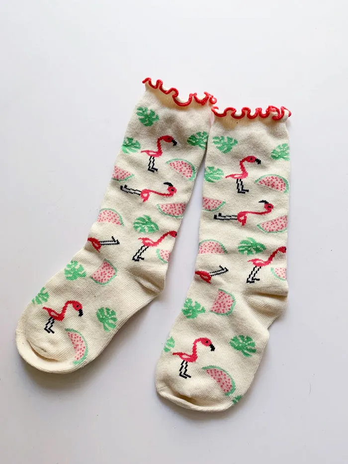 3 Pack Kids' Socks | Cotton | Flamingo Cat Rabbit