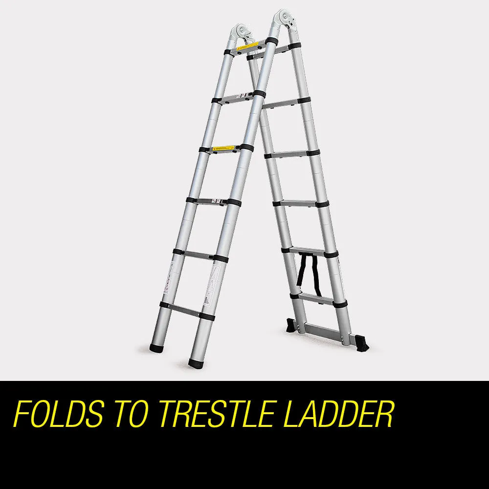 3.8m Telescopic Folding Ladder, SGS Certified, Aluminium, Bullet