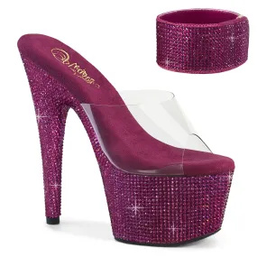 7 Inch Heel BEJEWELED-712RS Clear Fuchsia Rhinestone