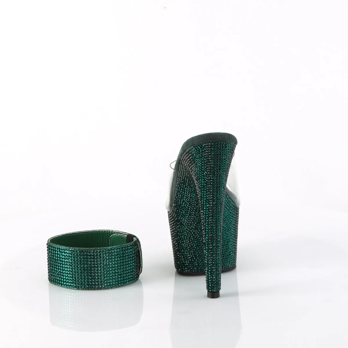 7 Inch Heel BEJEWELED-712RS Green Emerald Rhinestone