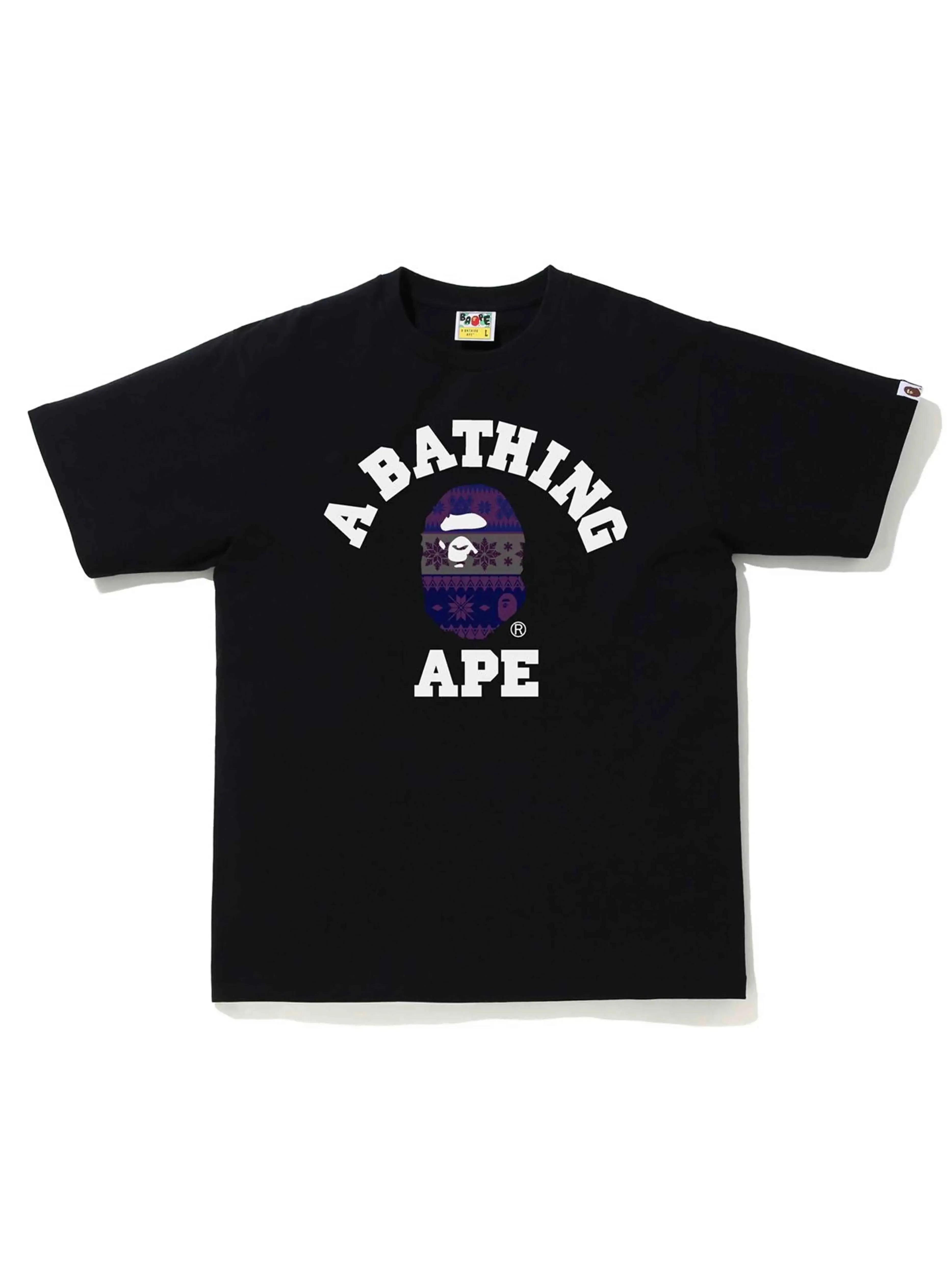 A Bathing Ape Snow Pattern College Tee Black/Purple