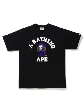 A Bathing Ape Snow Pattern College Tee Black/Purple