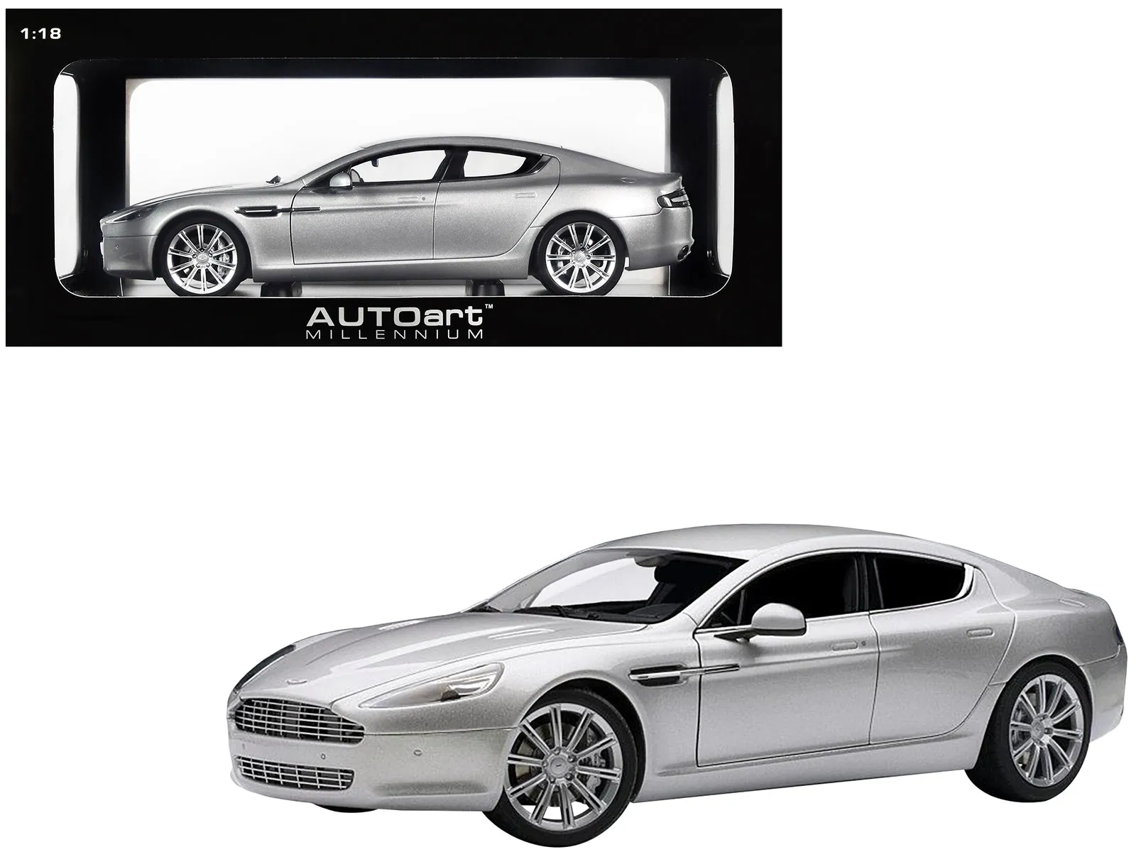 Aston Martin Rapide Silver 1/18 Diecast Model Car by Autoart