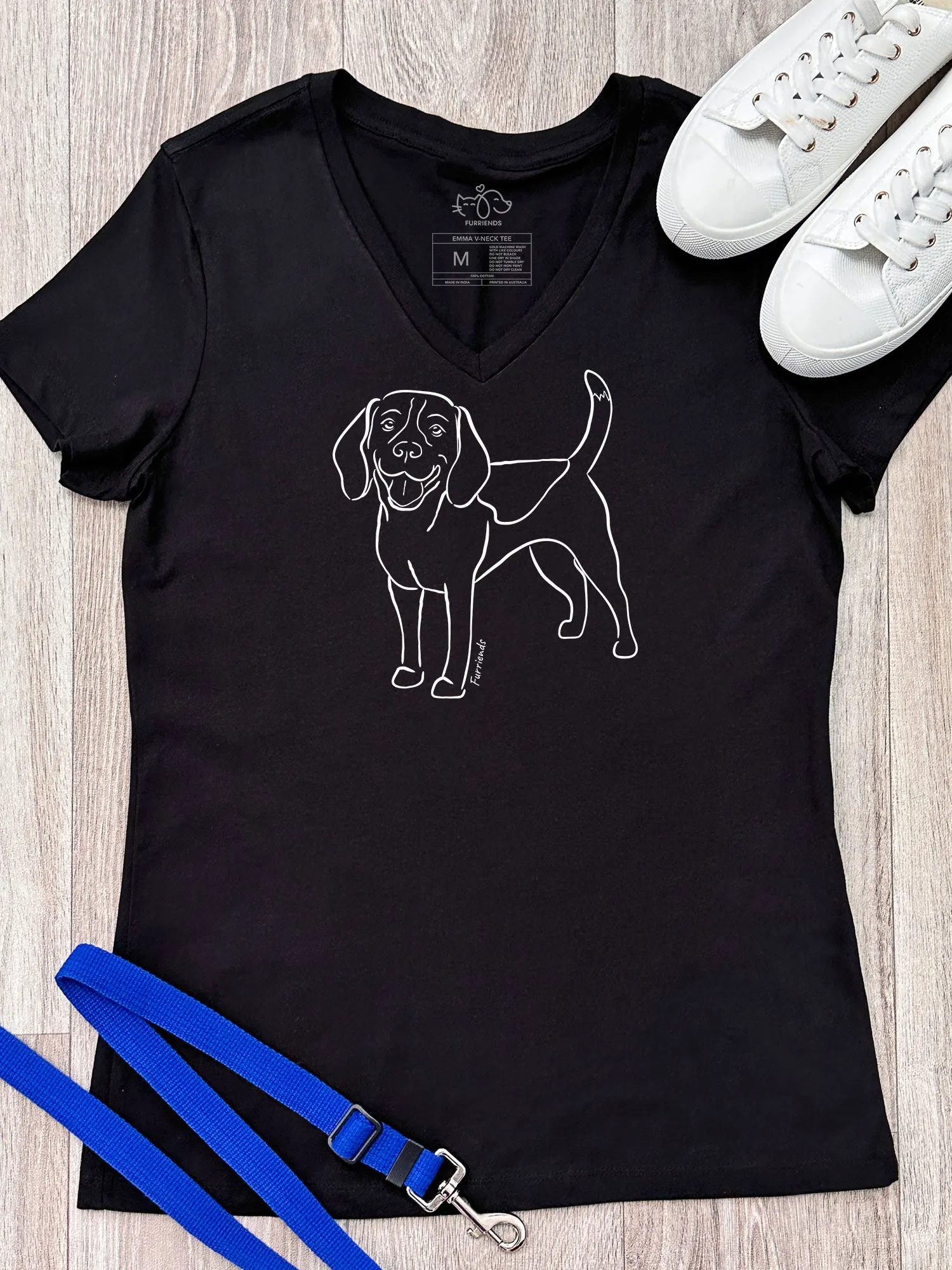 Beagle Emma V-Neck Tee