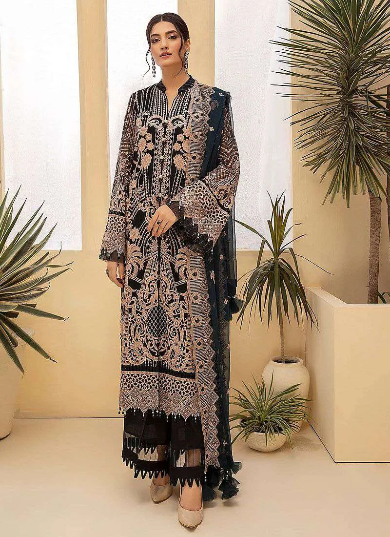 Black Sober Embroidered Pakistani Style Suit