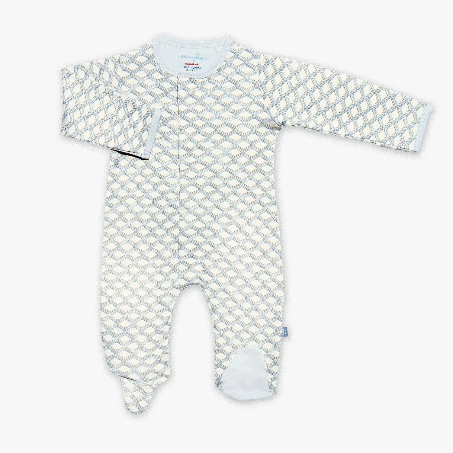 blue pompidou organic cotton magnetic footie