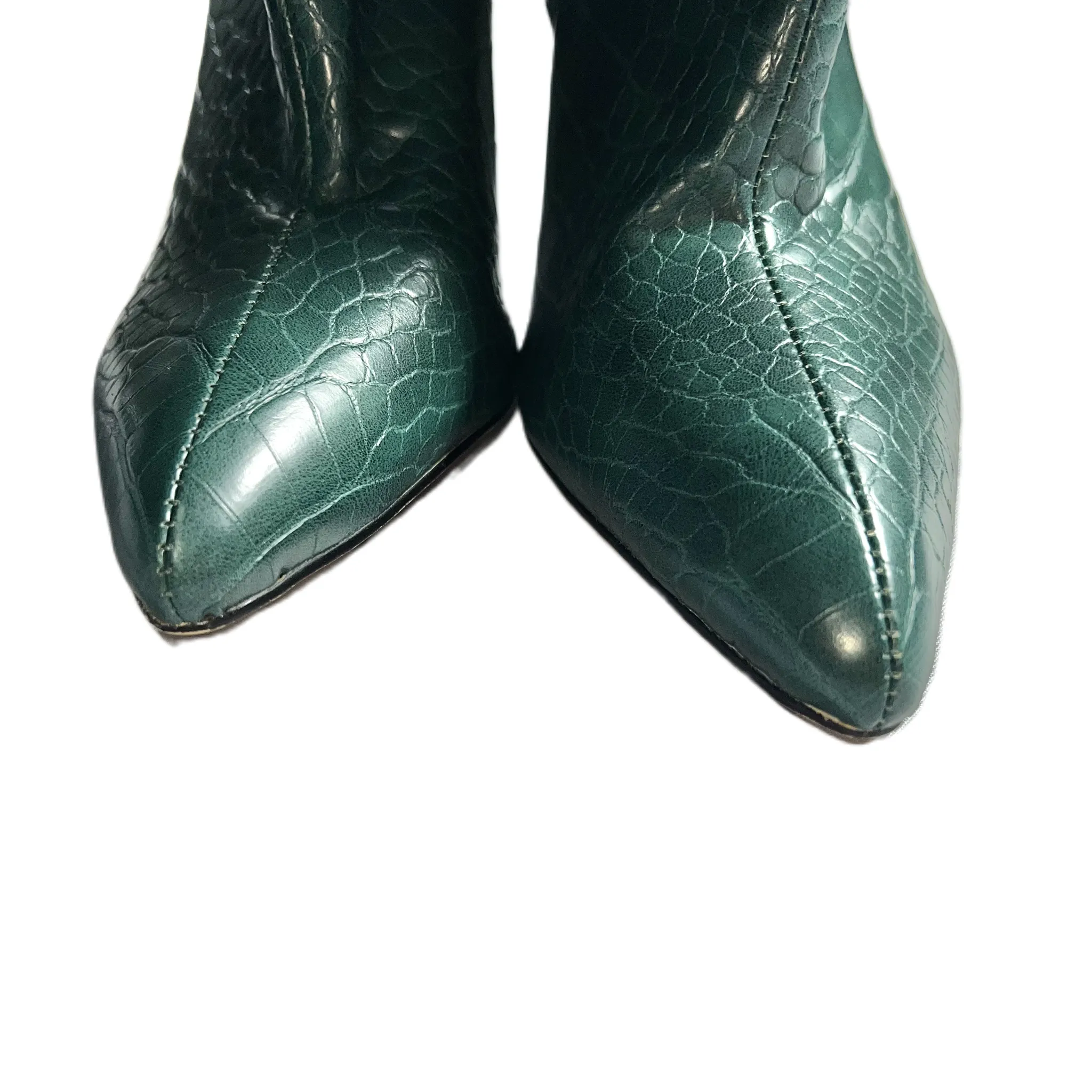 Boots Knee Heels In Green, Size: 8