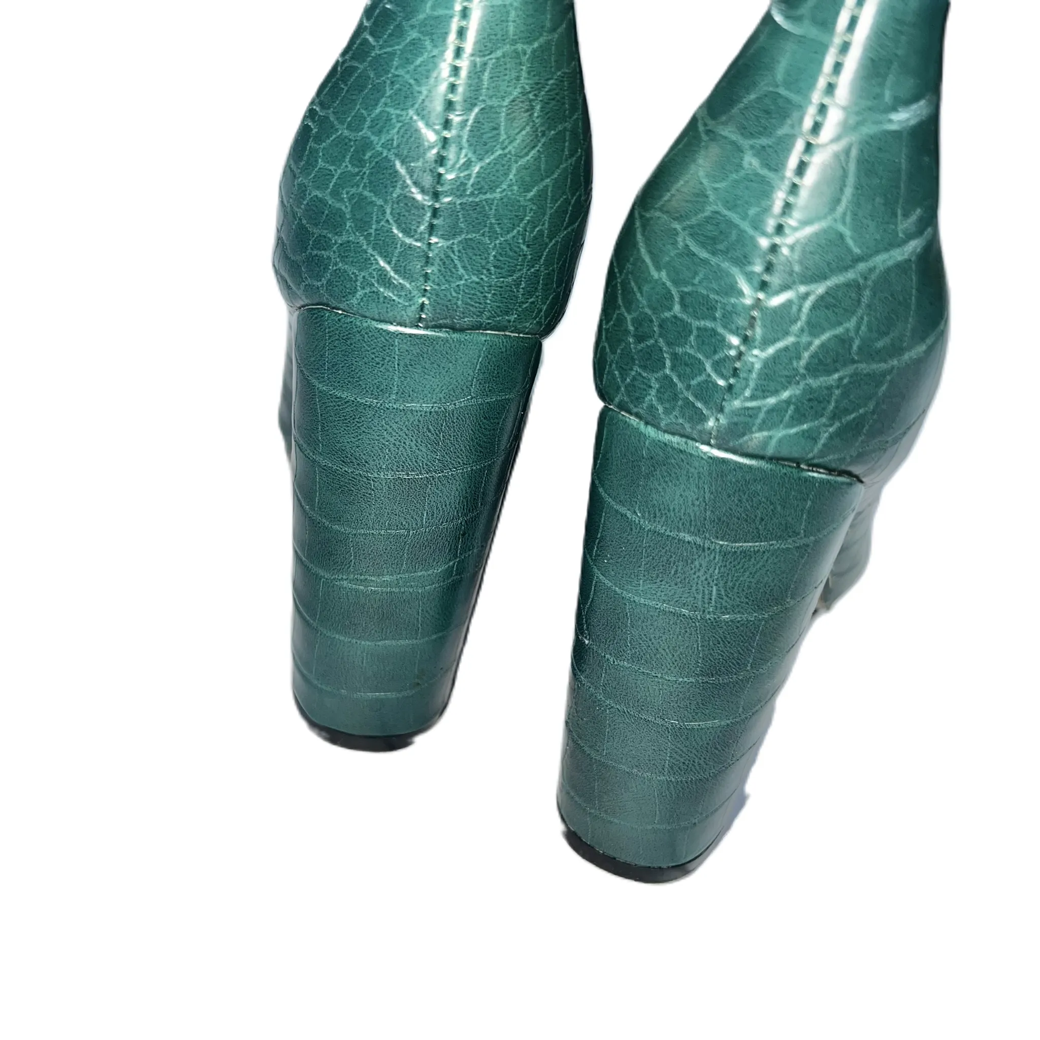 Boots Knee Heels In Green, Size: 8