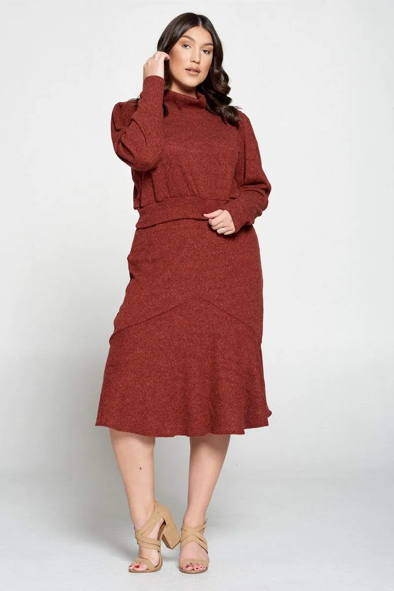 Brushed Hacci Sweater Top and Midi Skirt