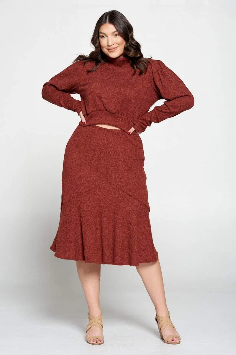 Brushed Hacci Sweater Top and Midi Skirt