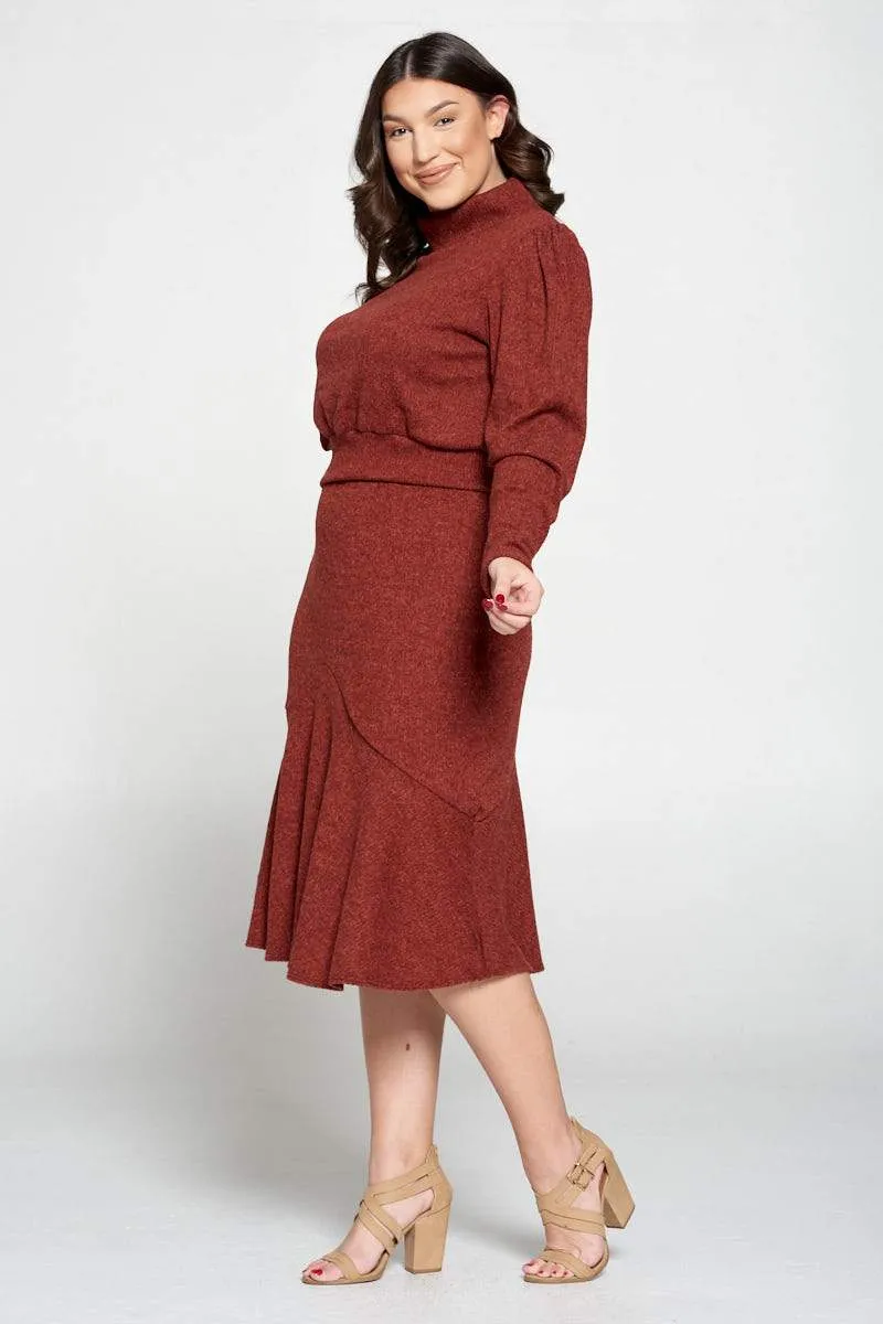 Brushed Hacci Sweater Top and Midi Skirt