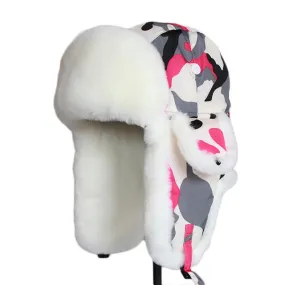 Camouflage Women's Winter Bomber Hat with Earflaps