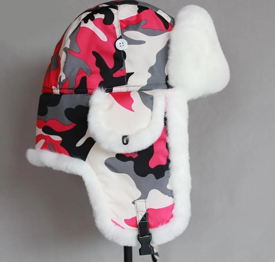 Camouflage Women's Winter Bomber Hat with Earflaps