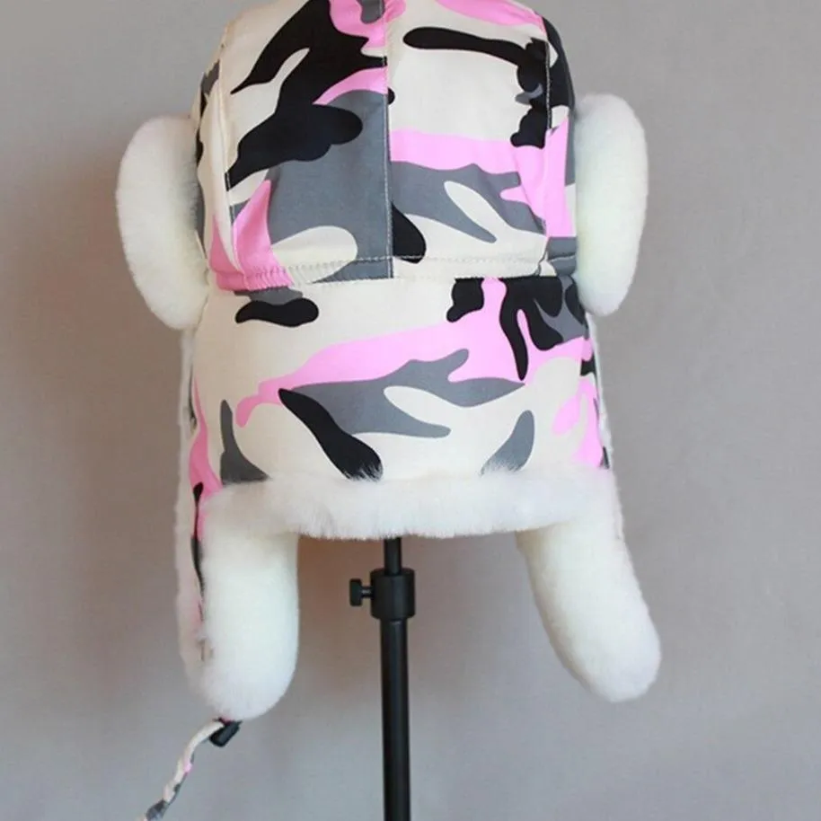 Camouflage Women's Winter Bomber Hat with Earflaps