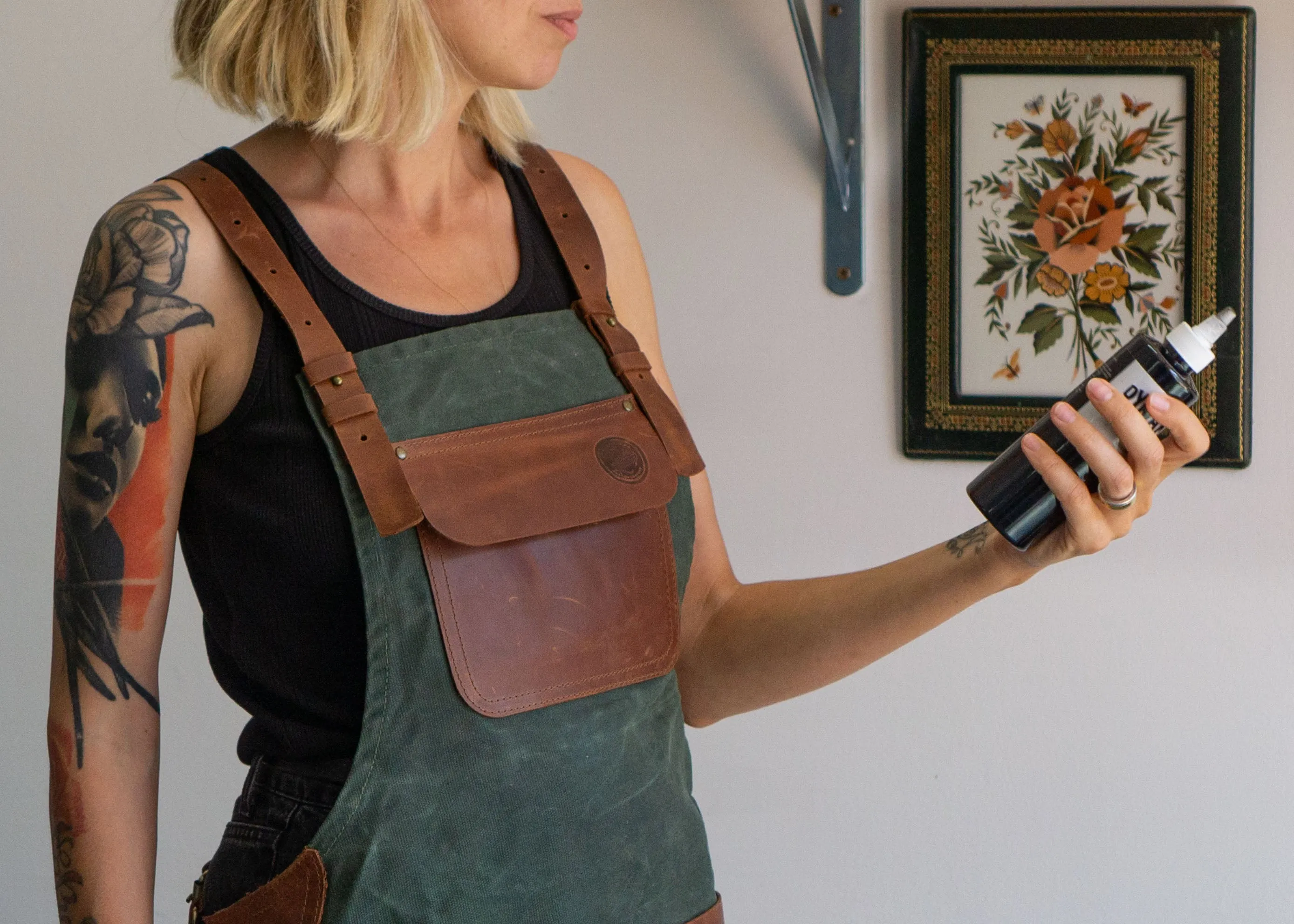 Canvas apron | Apron with leather pockets | Handcrafted apron