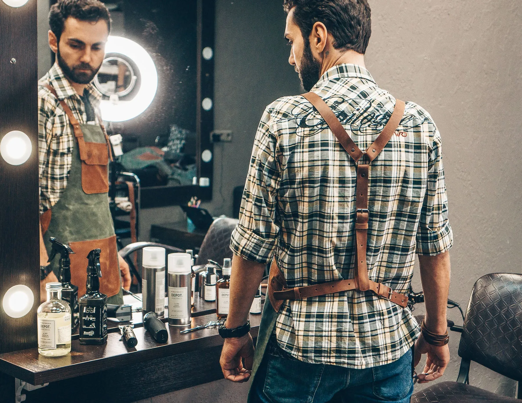 Canvas apron | Apron with leather pockets | Handcrafted apron