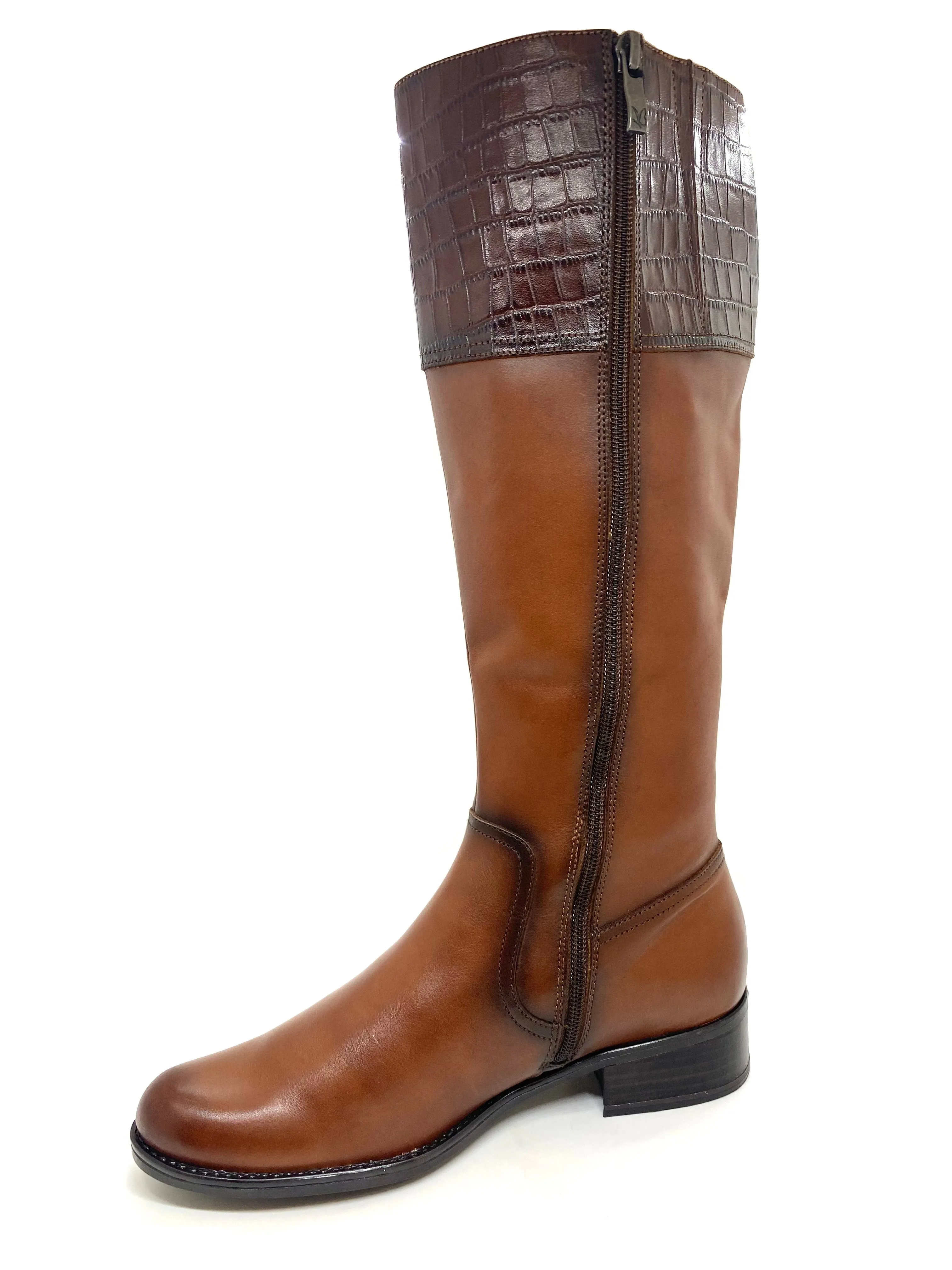 Caprice Ladies Long Boot Croco Trim