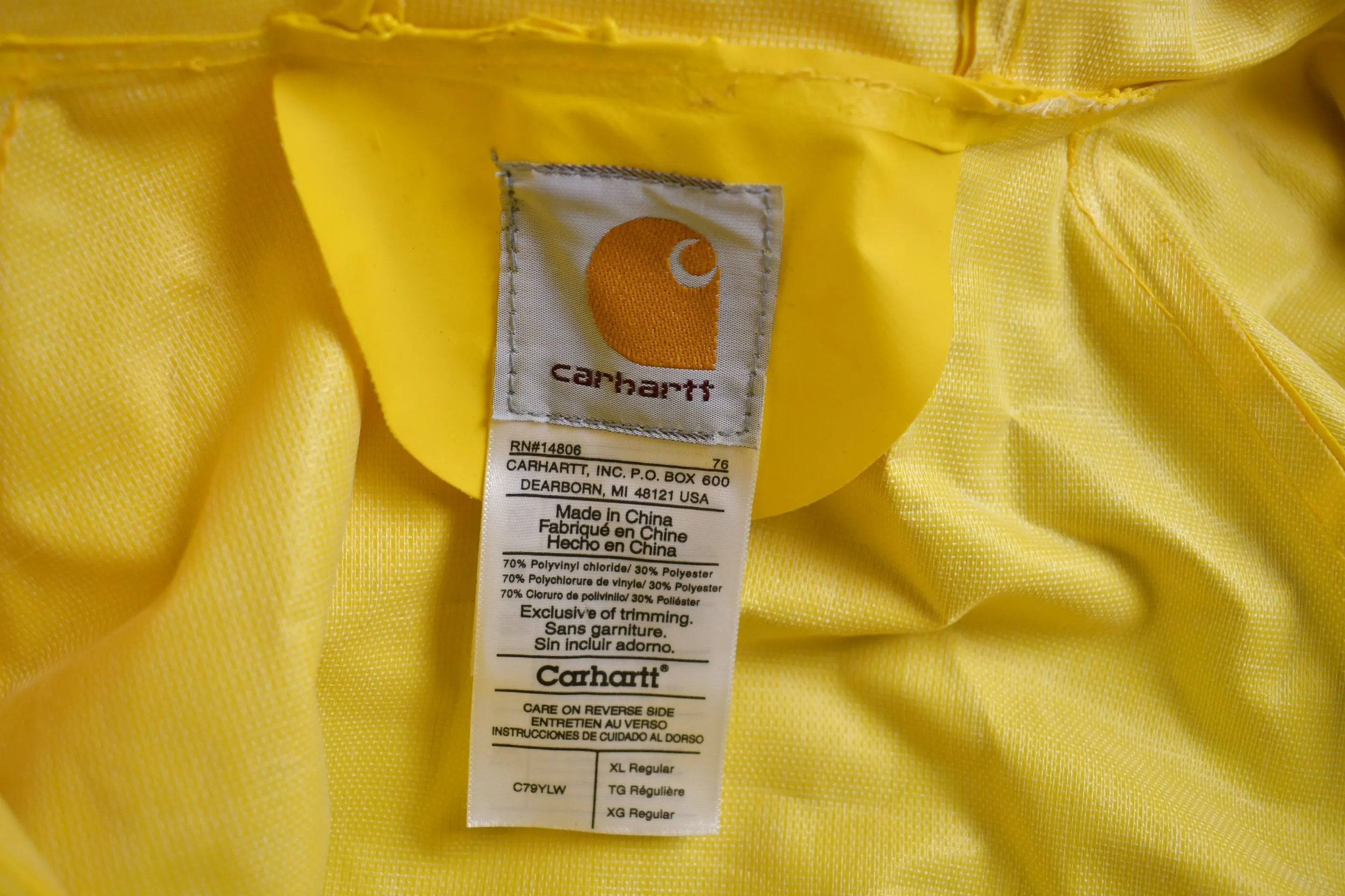 Carhartt Yellow Rain Jacket / Streetwear / Light Jacket / Carhartt Windbreaker / Rain Coat / Carhartt / Yellow Rain Jacket