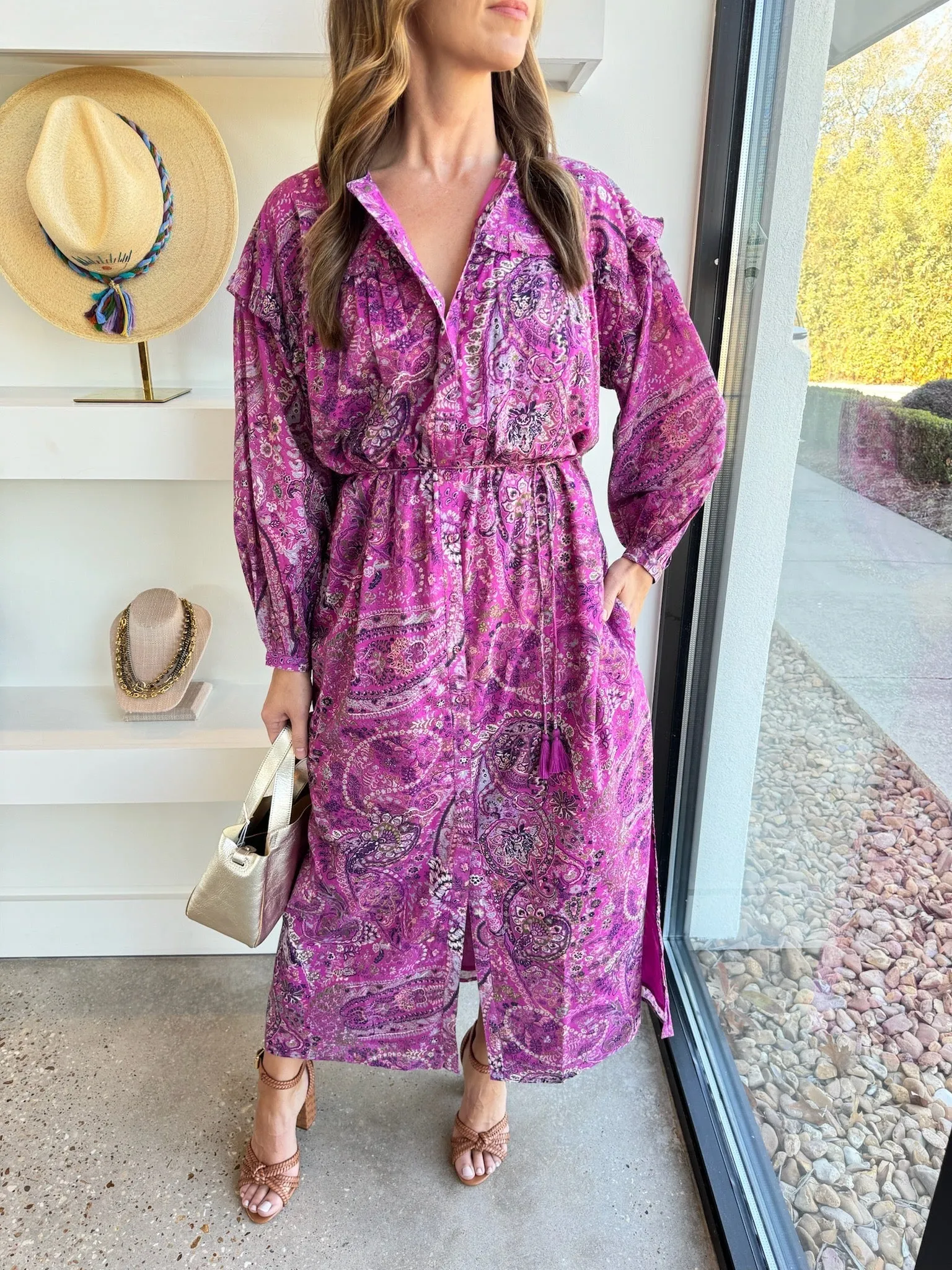 Caymen Paisley Pink Ellen Ankle Dress