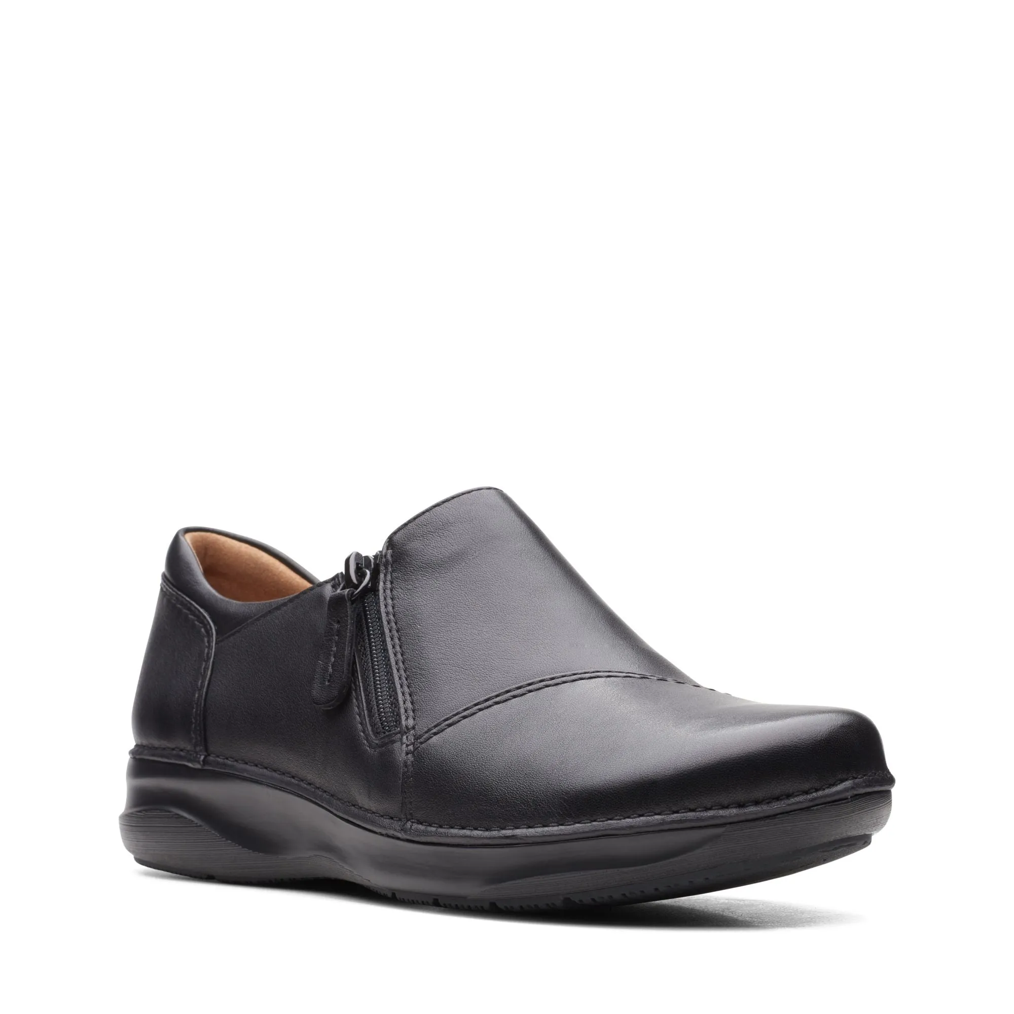 Clarks Appley Zip Black Leather