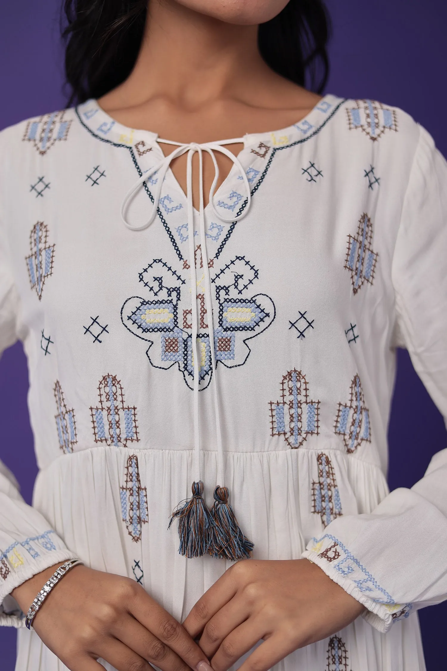 Cotton Dress with Embroidered work