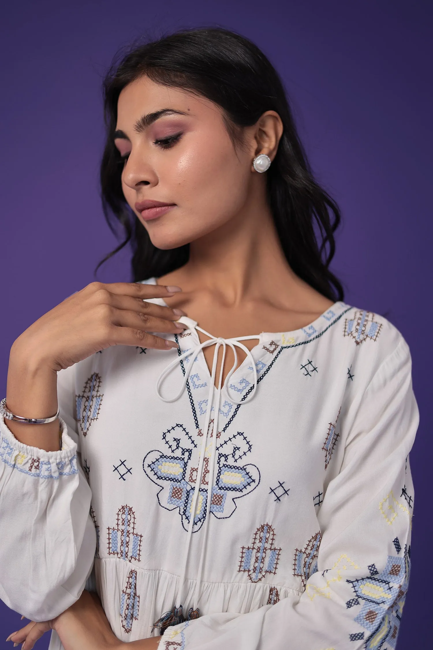 Cotton Dress with Embroidered work