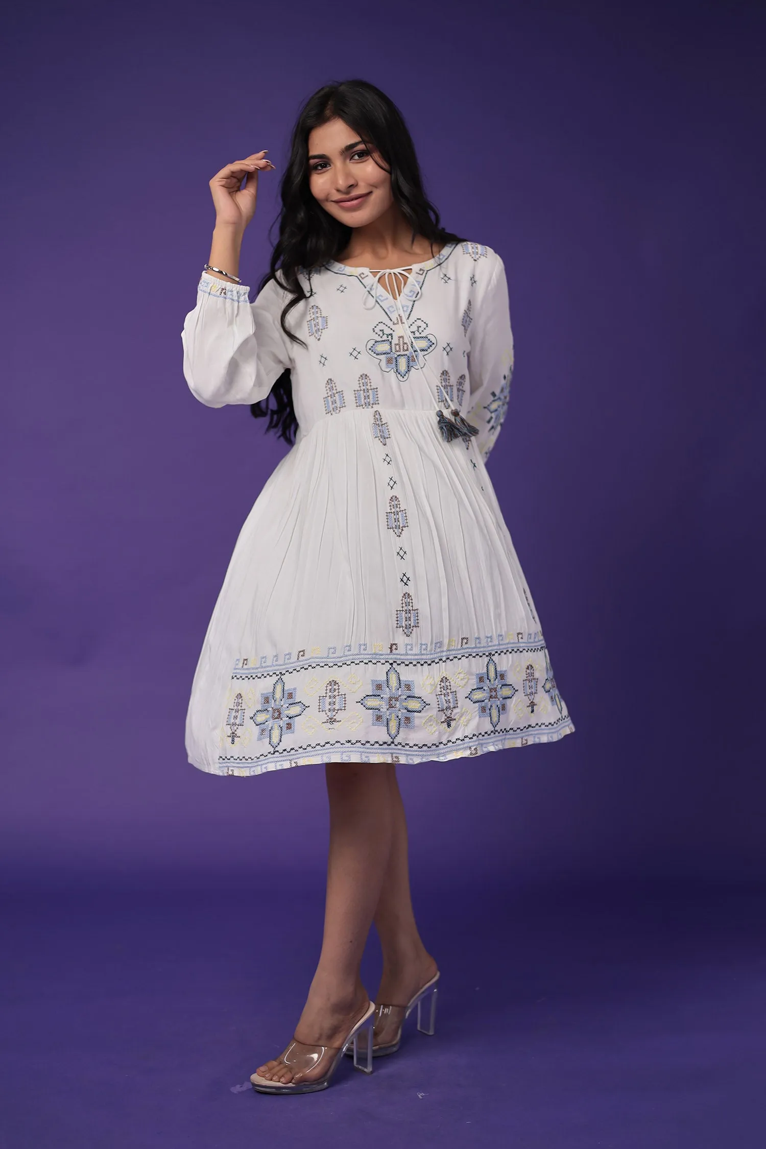 Cotton Dress with Embroidered work