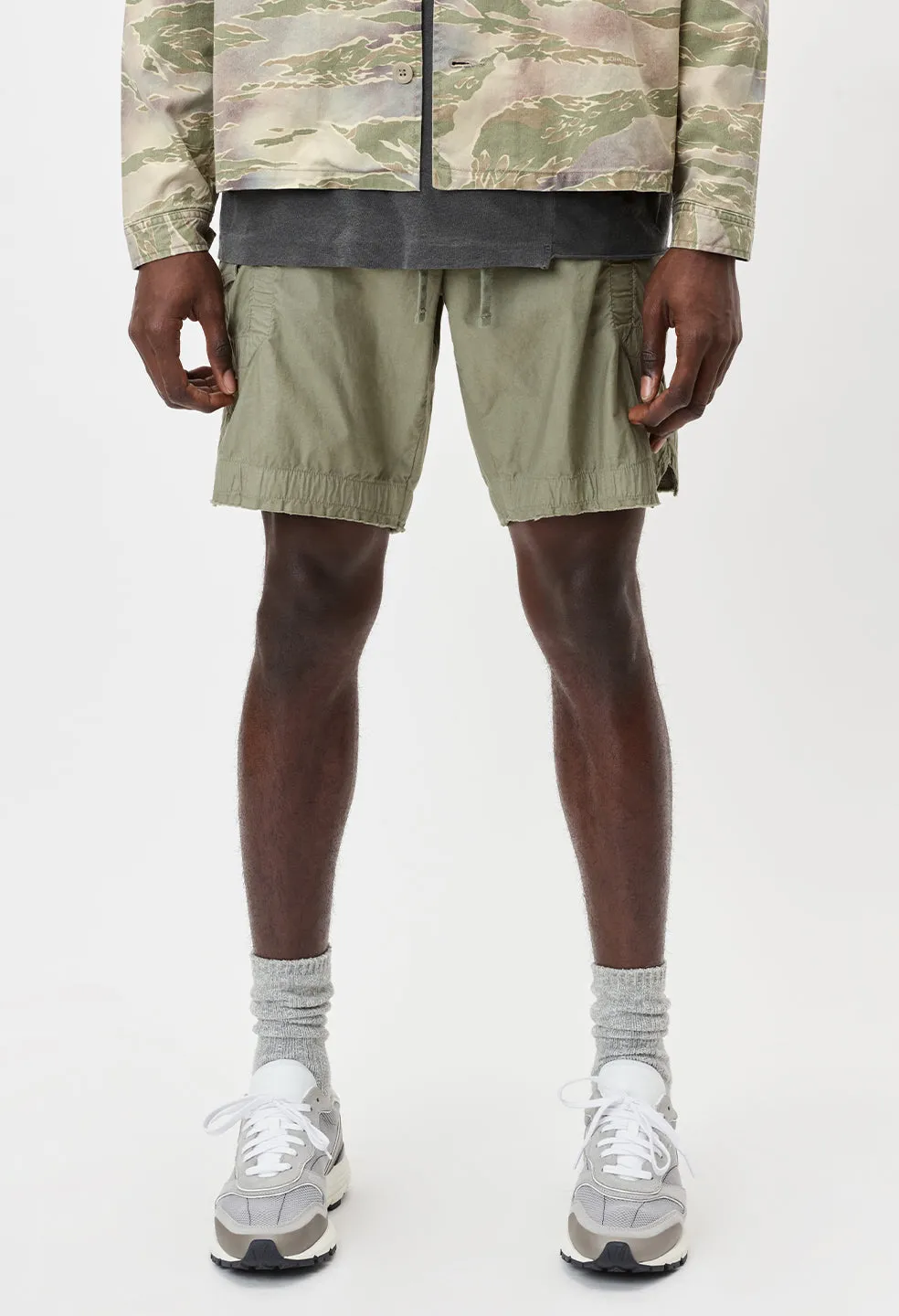 Cotton Poplin Frame Shorts / Olive