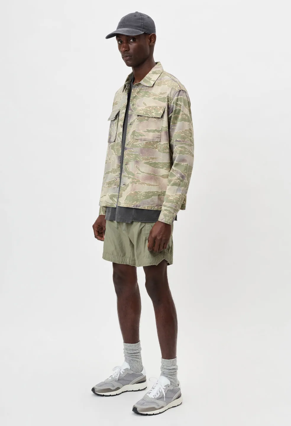 Cotton Poplin Frame Shorts / Olive