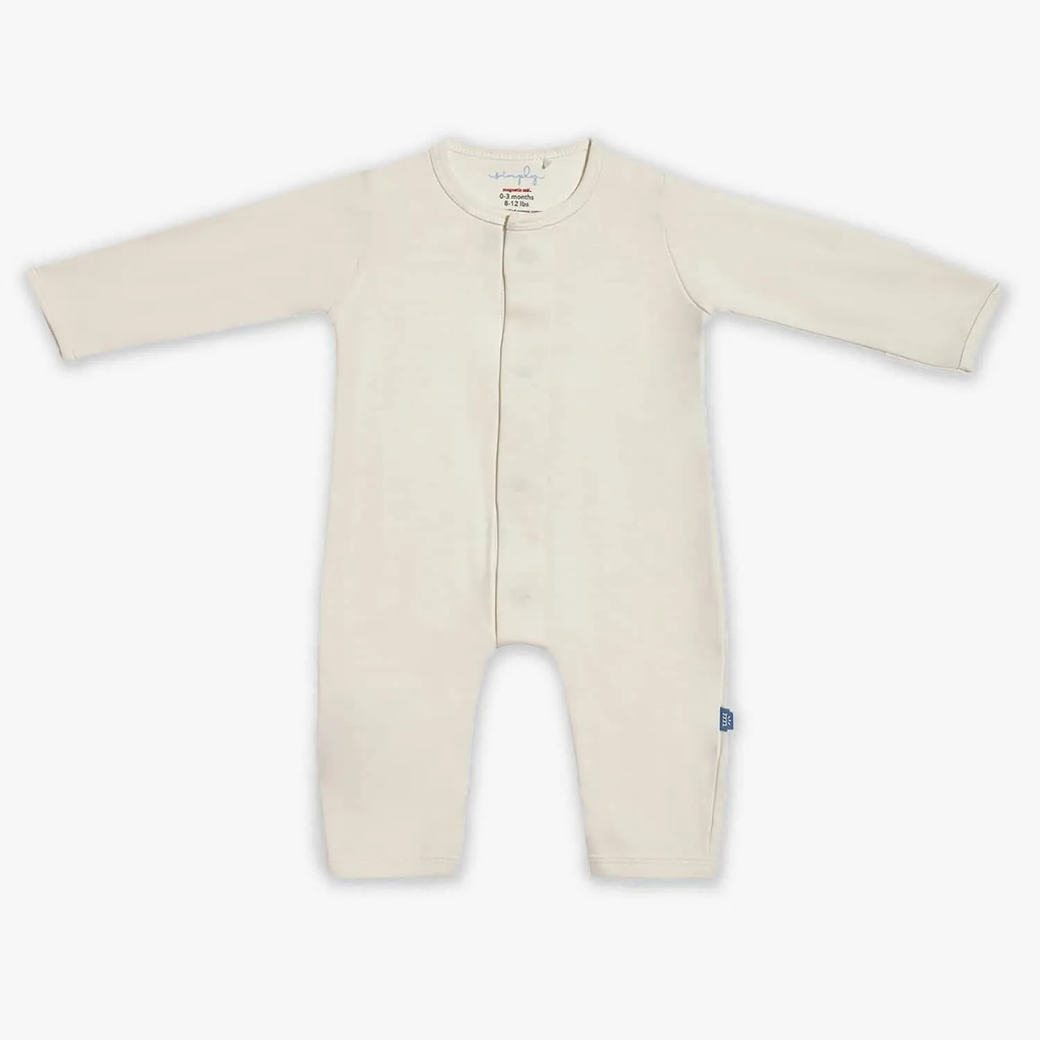 cream organic cotton magnetic coverall