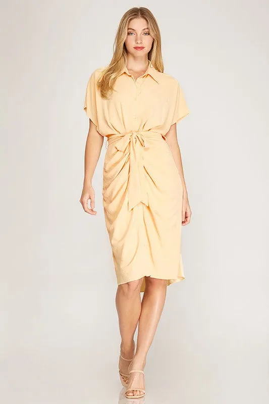 Danielle Ruched Dress in Buttercream