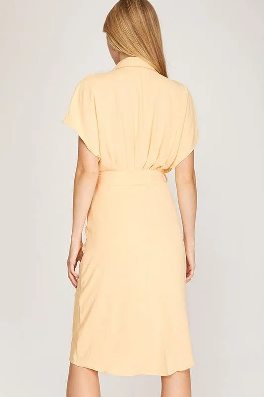 Danielle Ruched Dress in Buttercream