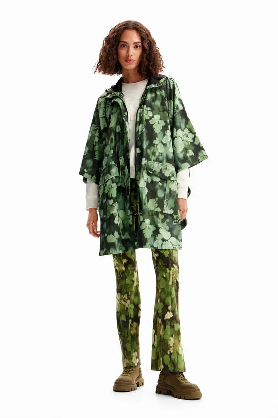 Desigual Fabric Poncho - Camouflage Floral Green