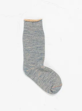 Double Face Merino Wool Crew Socks Blue & Brown