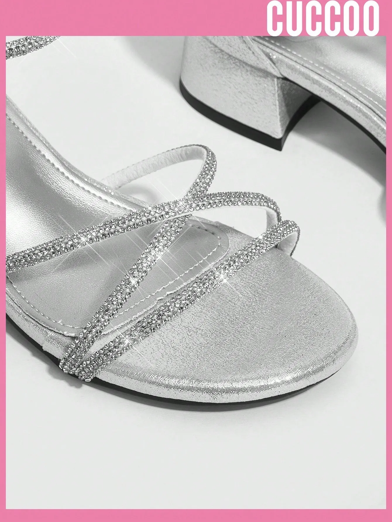 Fashionable Silver Rhinestone Decorated Low-Heeled Sandals With Back Zipper For Women For Spring And Summer