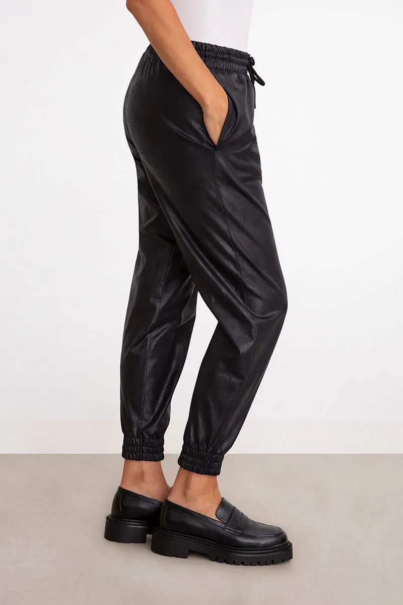 Faux Leather Jogger | Onyx