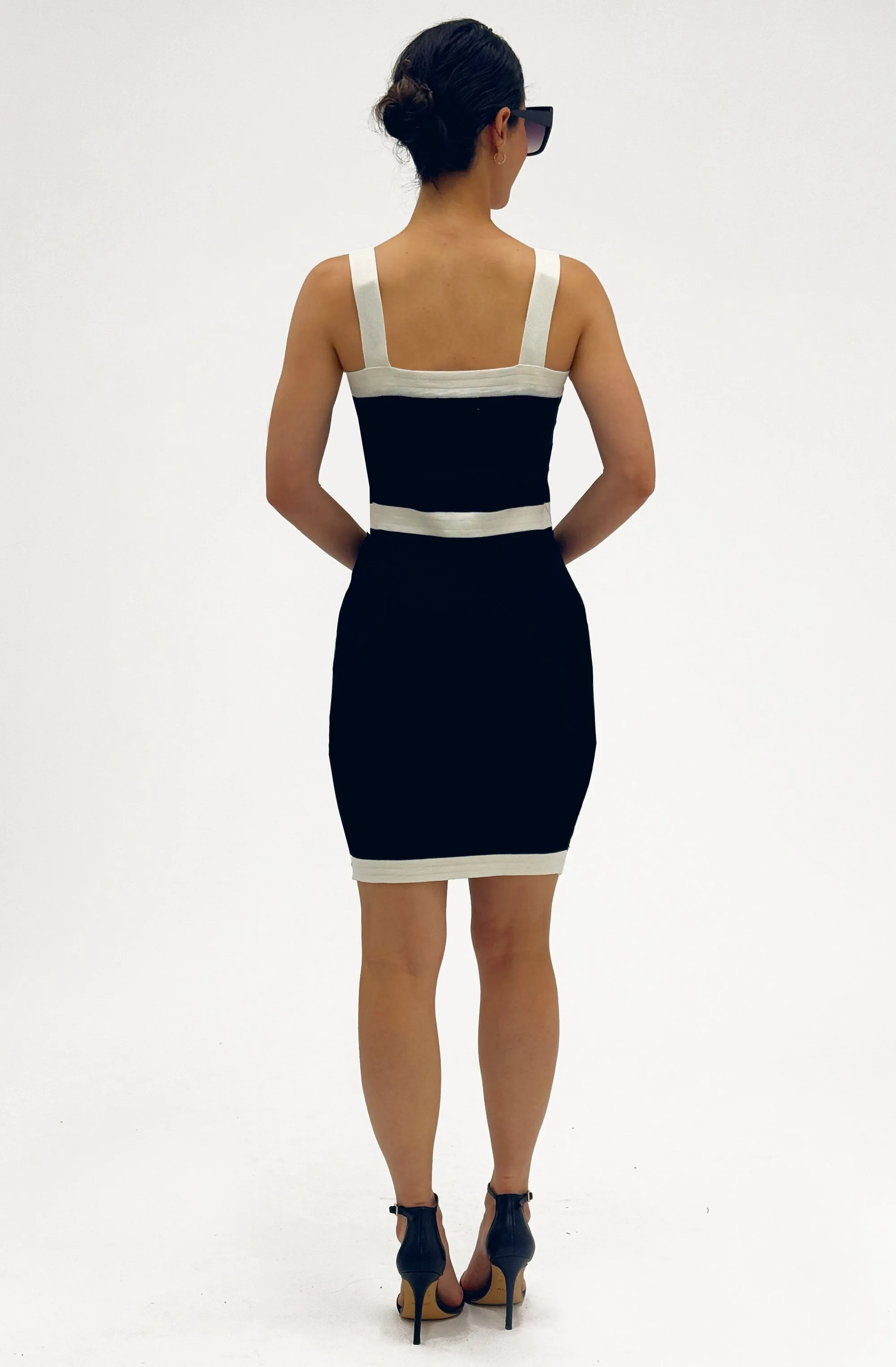 Fitted Knit Dress with Contrast Trim