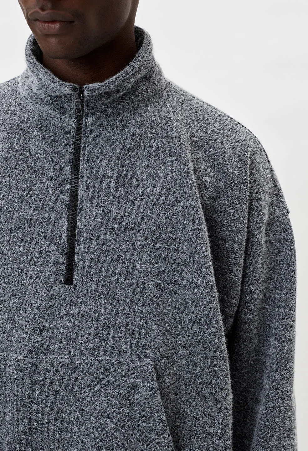 Fur Terry Half Zip Pullover / Charcoal