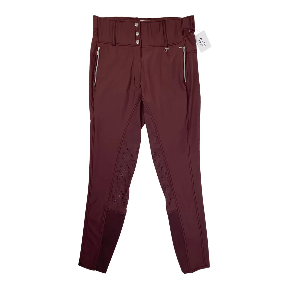 Horze 'Andrea' High Waisted Breeches in Burgundy/Mahogany - Women's 32