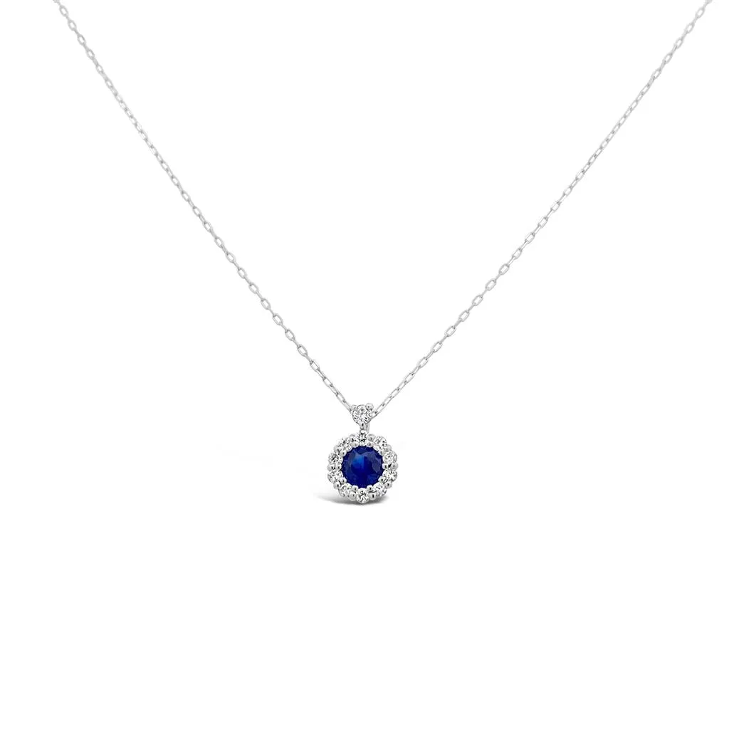 Irisa by Martin Binder Blue Sapphire & Diamond Halo Necklace