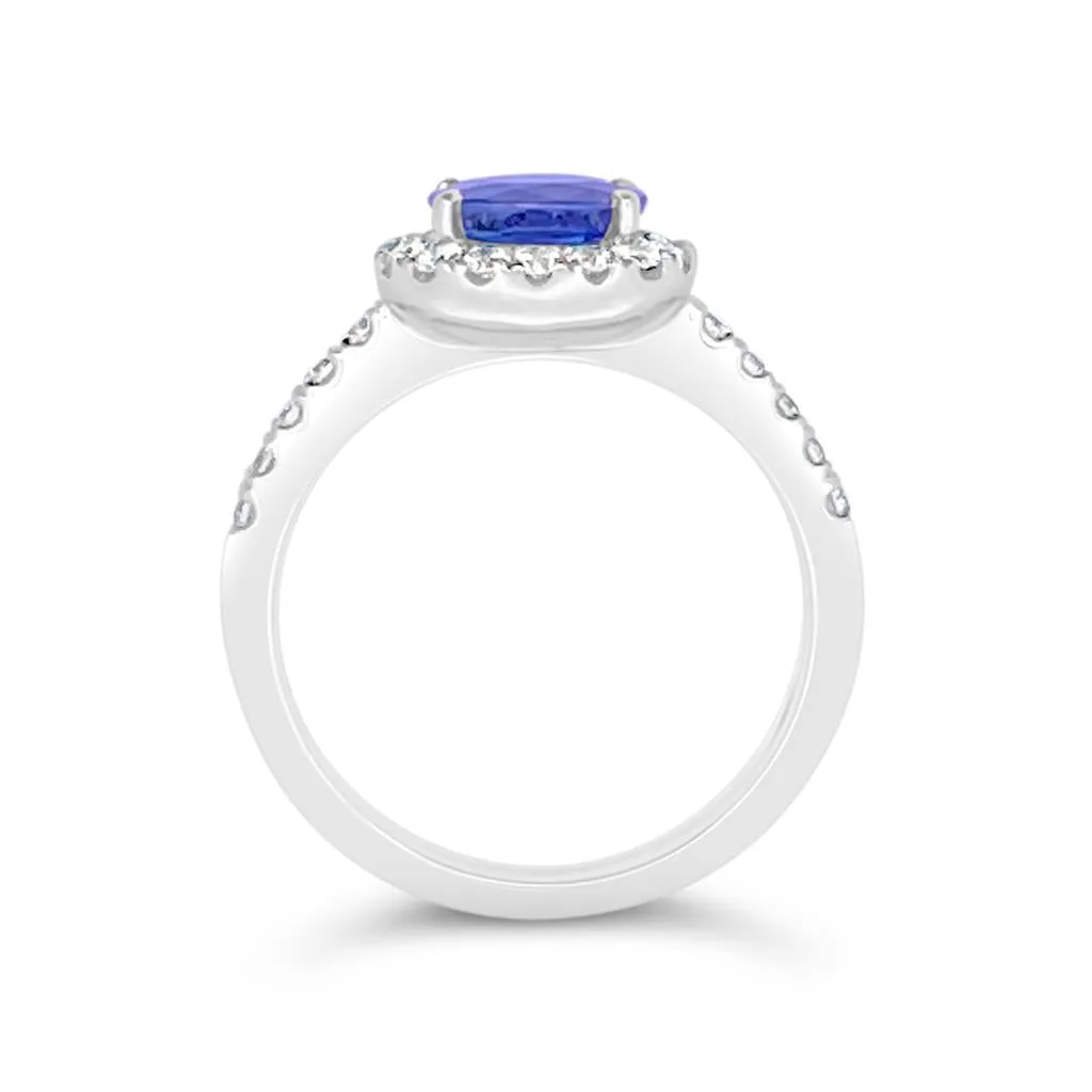 Irisa by Martin Binder Oval Blue Sapphire & Diamond Halo Ring