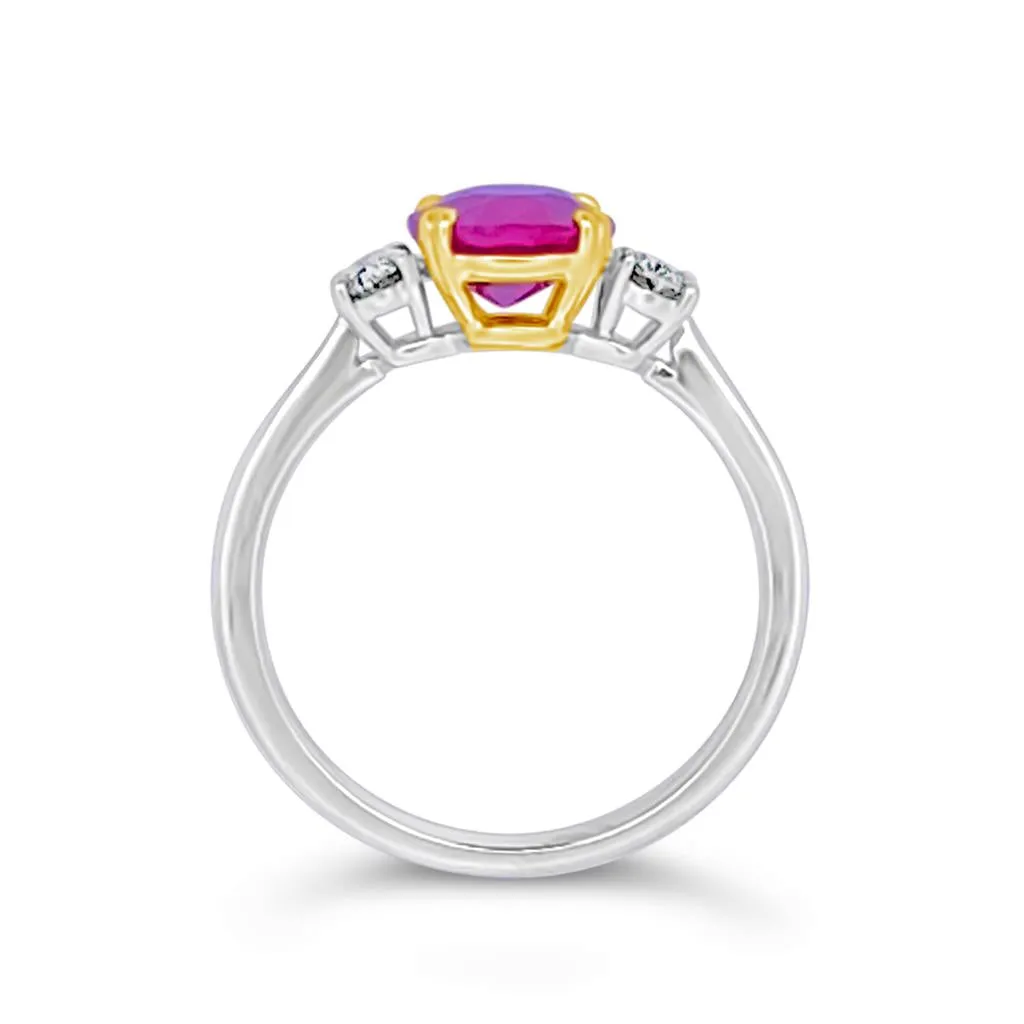 Irisa by Martin Binder Platinum Ruby & Diamond Three Stone Ring