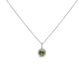 Irisa by Martin Binder Round Peridot & Diamond Halo Necklace