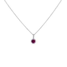 Irisa by Martin Binder Round Ruby & Diamond Halo Necklace