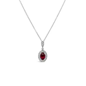 Irisa by Martin Binder Ruby & Diamond Halo Pendant Necklace